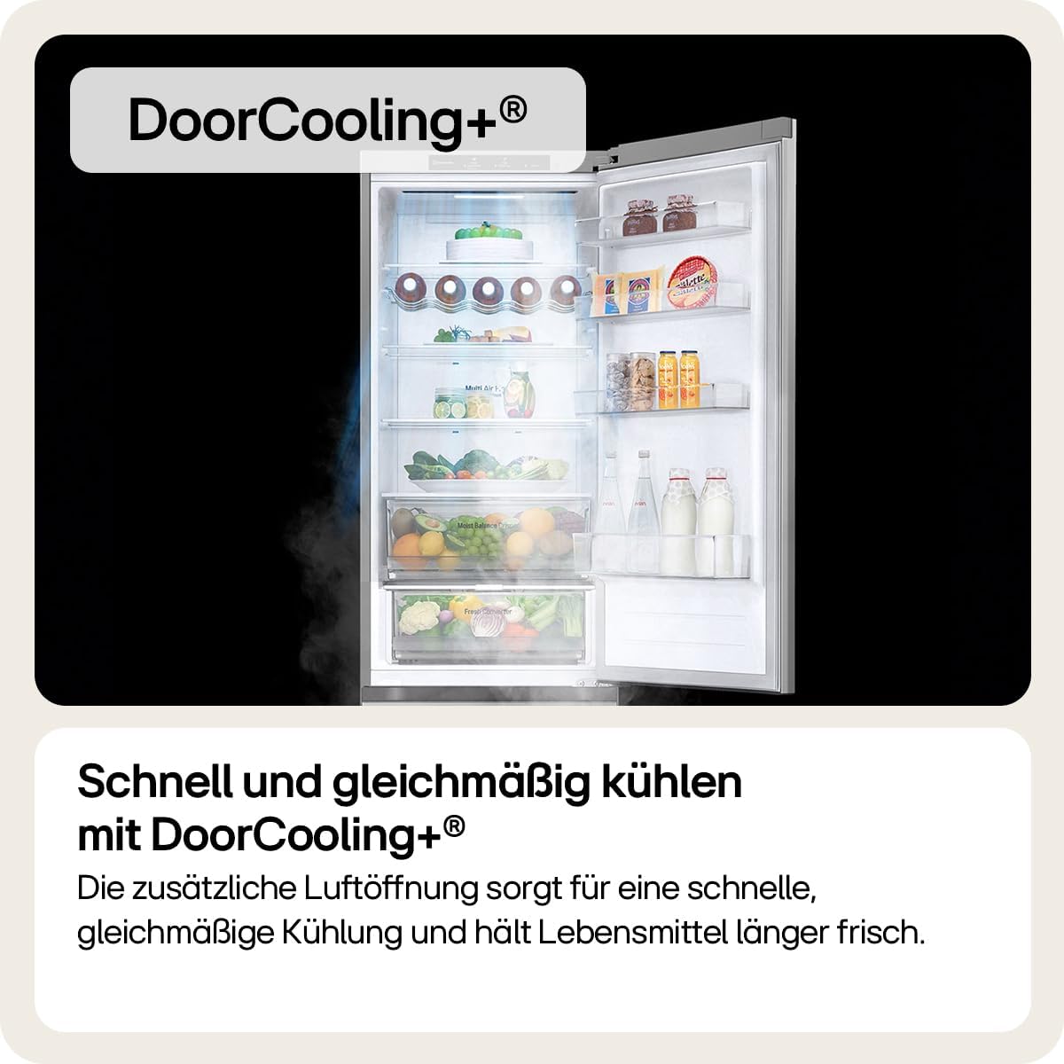 LG GBV3200CPY Kühl- / Gefrierkombination | 387 Liter Kapazität | Total No Frost | Door Cooling | Linear Cooling | Multi- Airflow Umluftkühlung