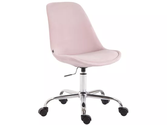 Chaise de bureau - Velours & Métal chromé - Rose - Toulouse