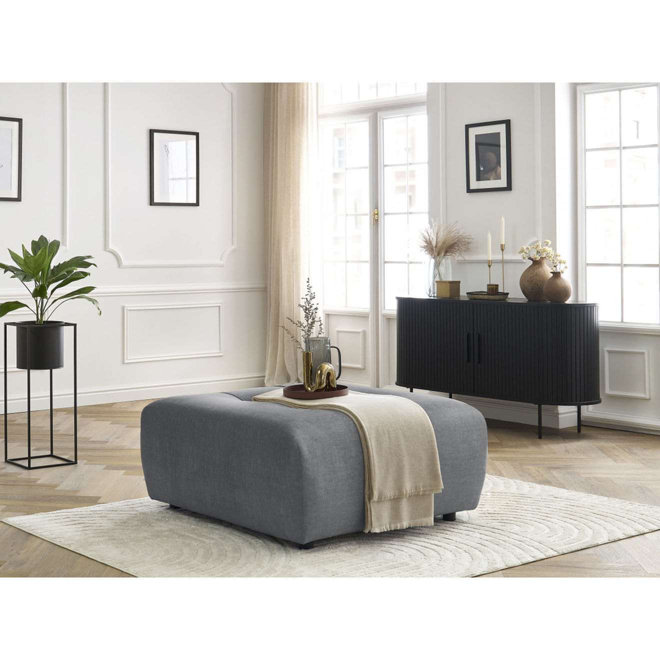Bobochic Pouf en Velours Arsène gris foncé - 100x100x45 cm
