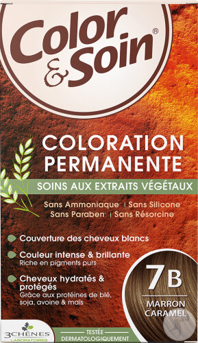 Les 3 Chênes Color & Soin Permanente Coloration Capillaire 7B Brun Caramel 1 Kit