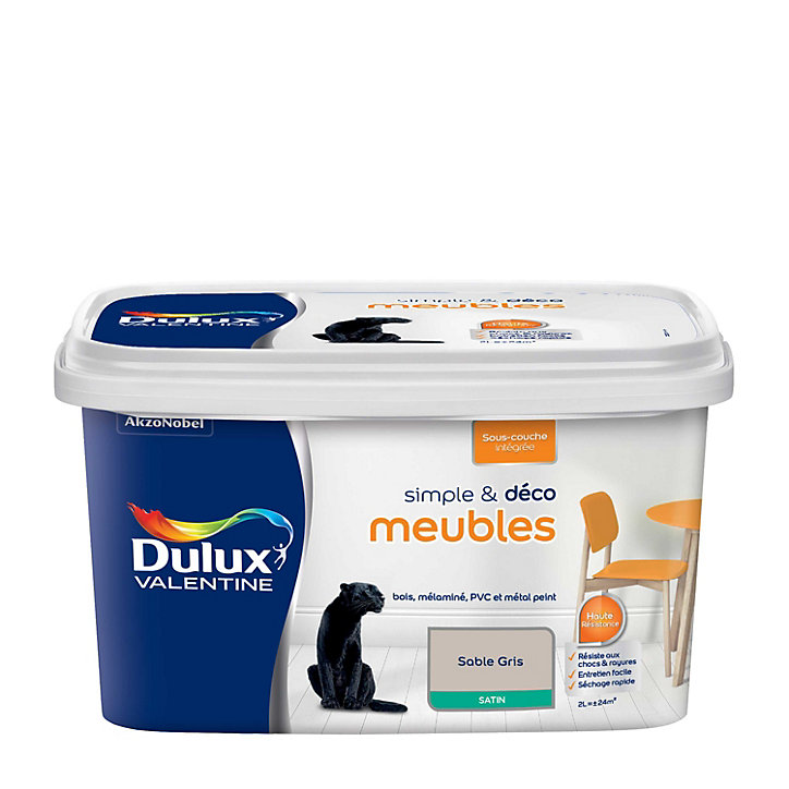 Peinture de rénovation pour mobilier Simple & Deco Meubles Dulux Valentine satin sable gris 2L