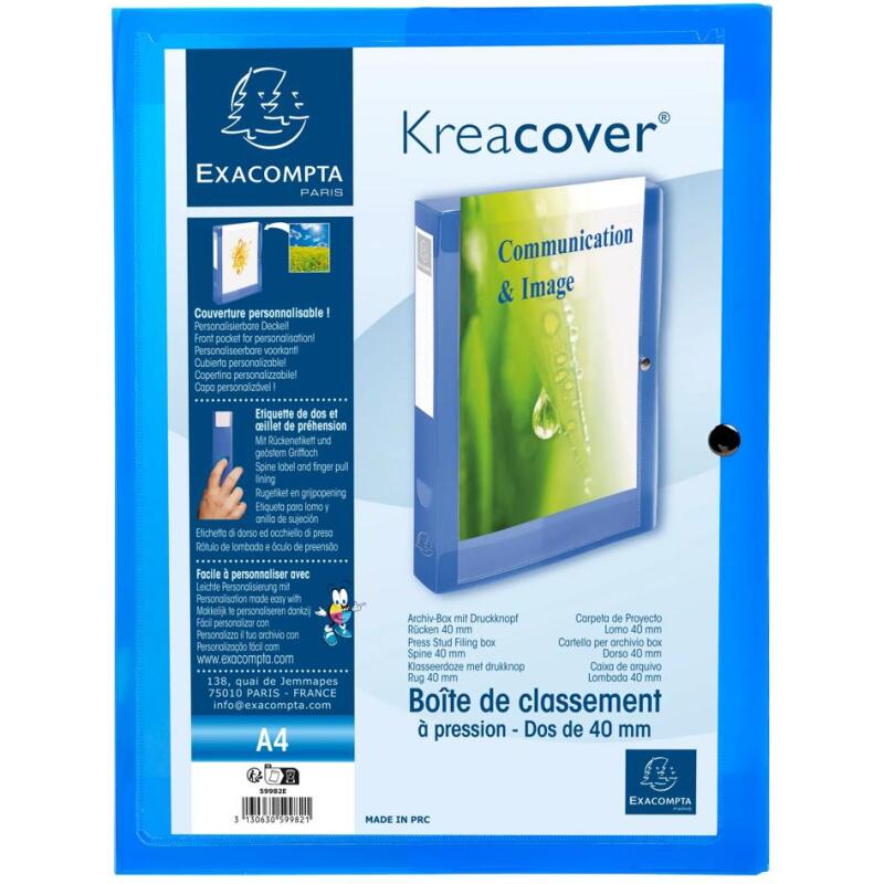 Boite de classement à pression Dos 40mm polypropylène chromaline 7/10e Krea Cover