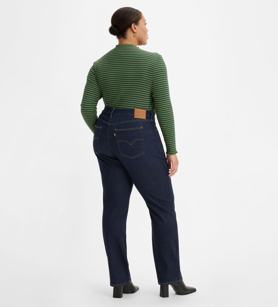 Calça jeans Levi's 724 Pl Hr reta, cor índigo escuro.