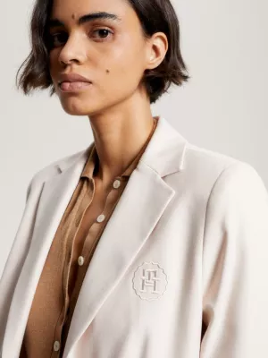 Blazer regular de abotoamento simples com bordado de monograma TH