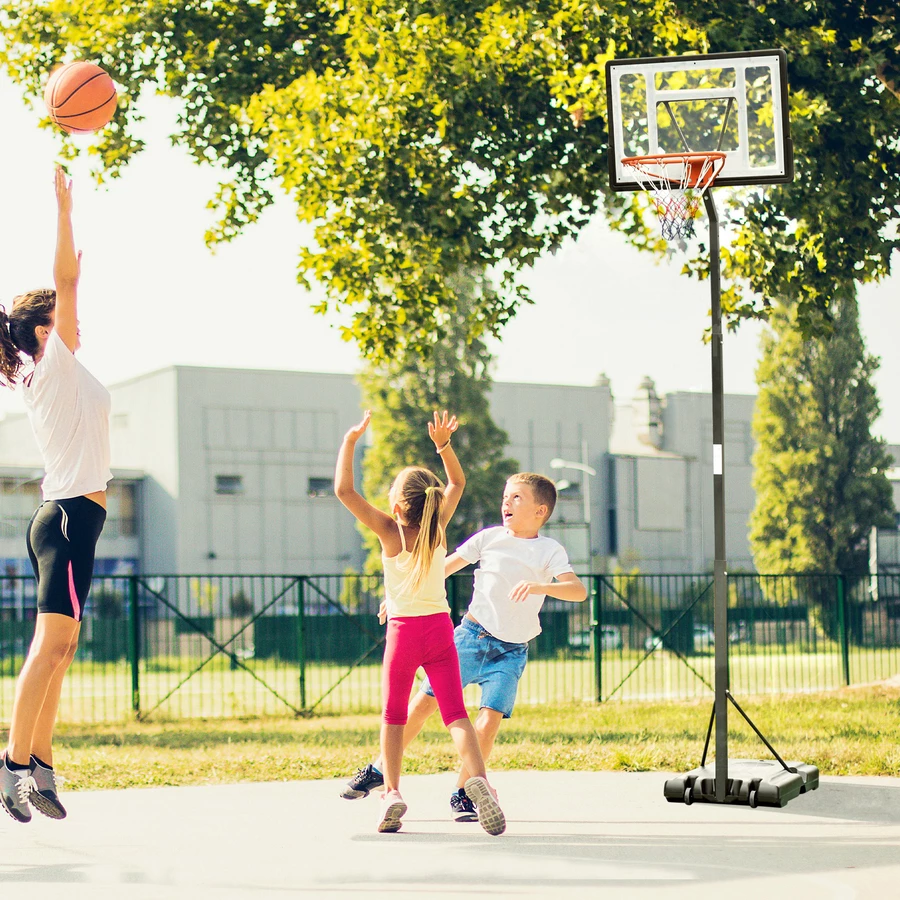 HOMCOM Basketballkorb mit 2 Rädern schwarz