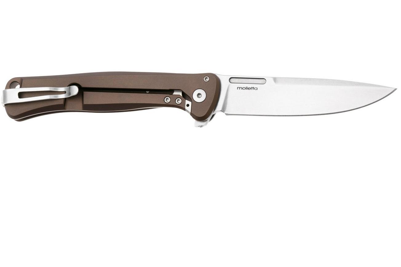 LionSteel Skinny Solid SK01A ES Earth Aluminium Natural Canvas Micarta inlay, Stonewashed zakmes, Molletta design