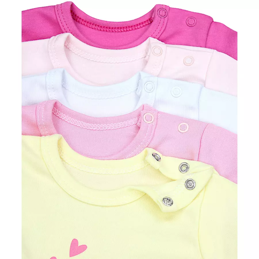 TupTam Mädchen Baby Body Langarm Unifarben 5er Pack gelbweiß