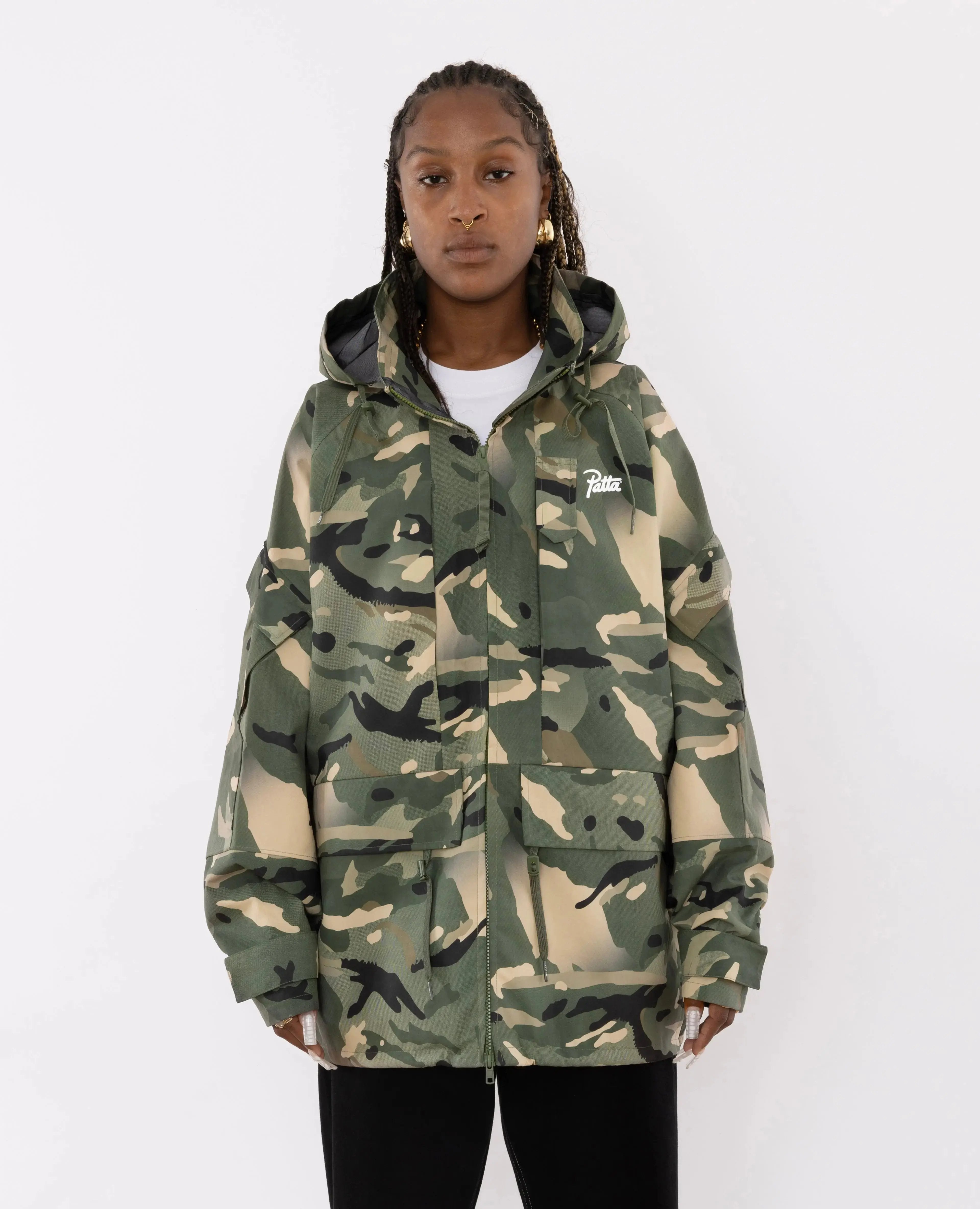 Patta Spray Camo Nylon Tactical Parka (Multi/Spray Camo)