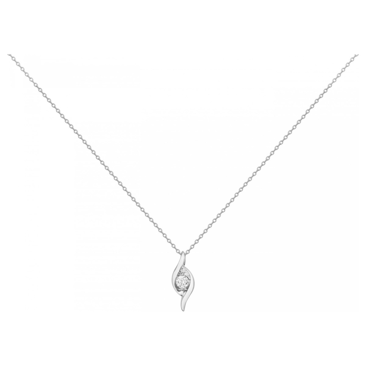 Collier mono-motif en Argent avec oxyde de zirconium blanc