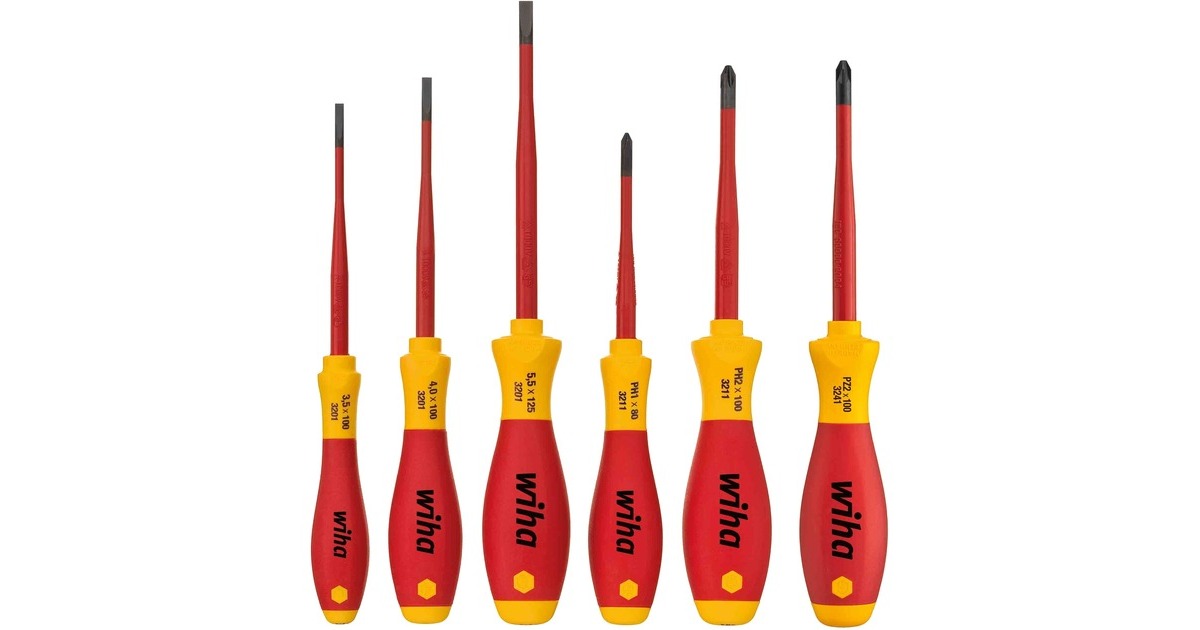 WihaSchroevendraaierset SoftFinish electric slimFix  (Rood/geel, 6-delig)