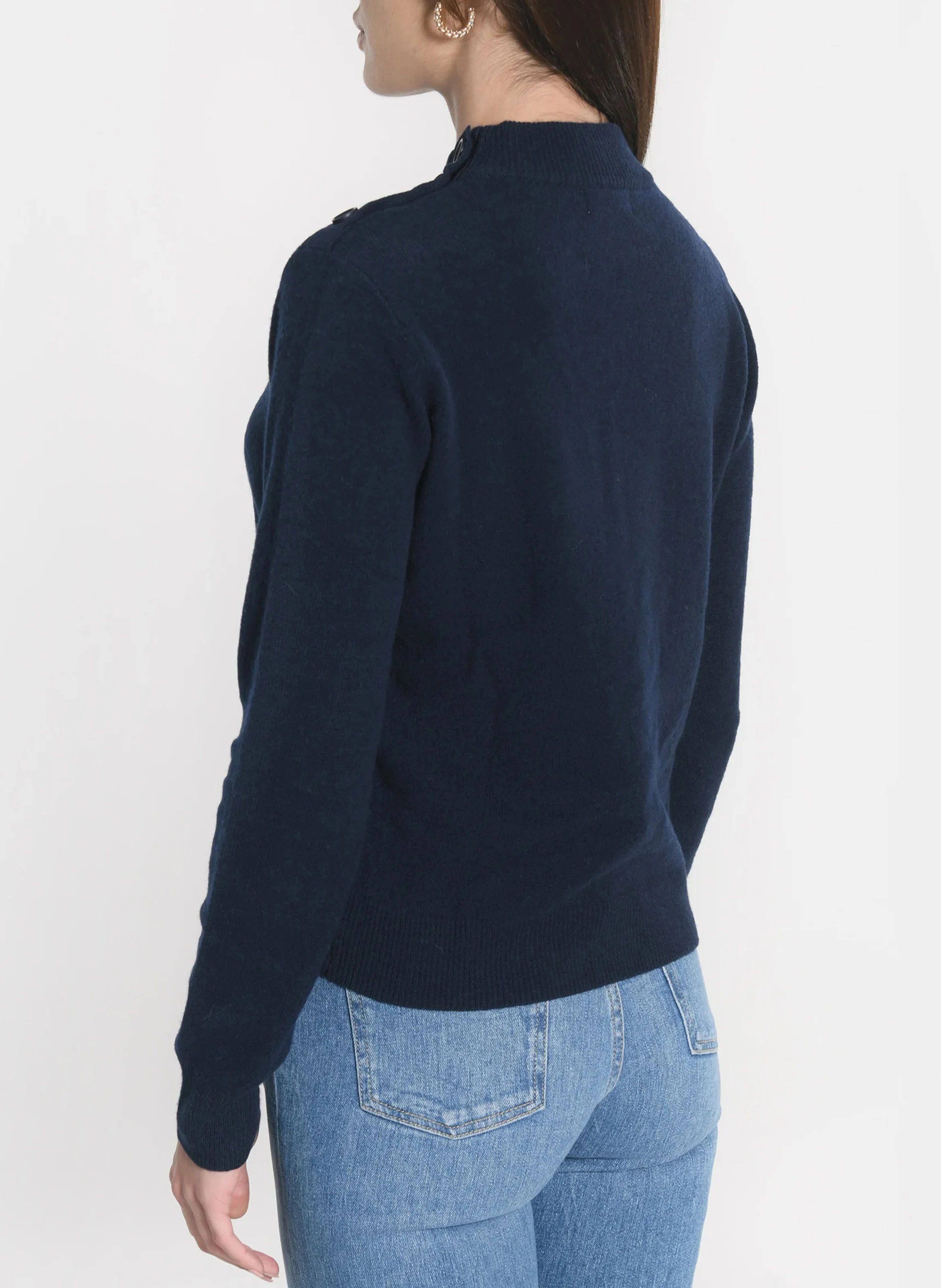 ANITA - Pull droit col montant en laine | Bleu
