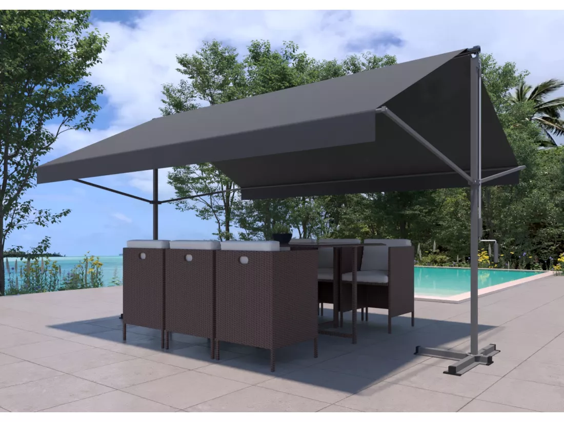 Store banne double pente manuel 4 x 1,5/1,5 m taupe polyester ISEO