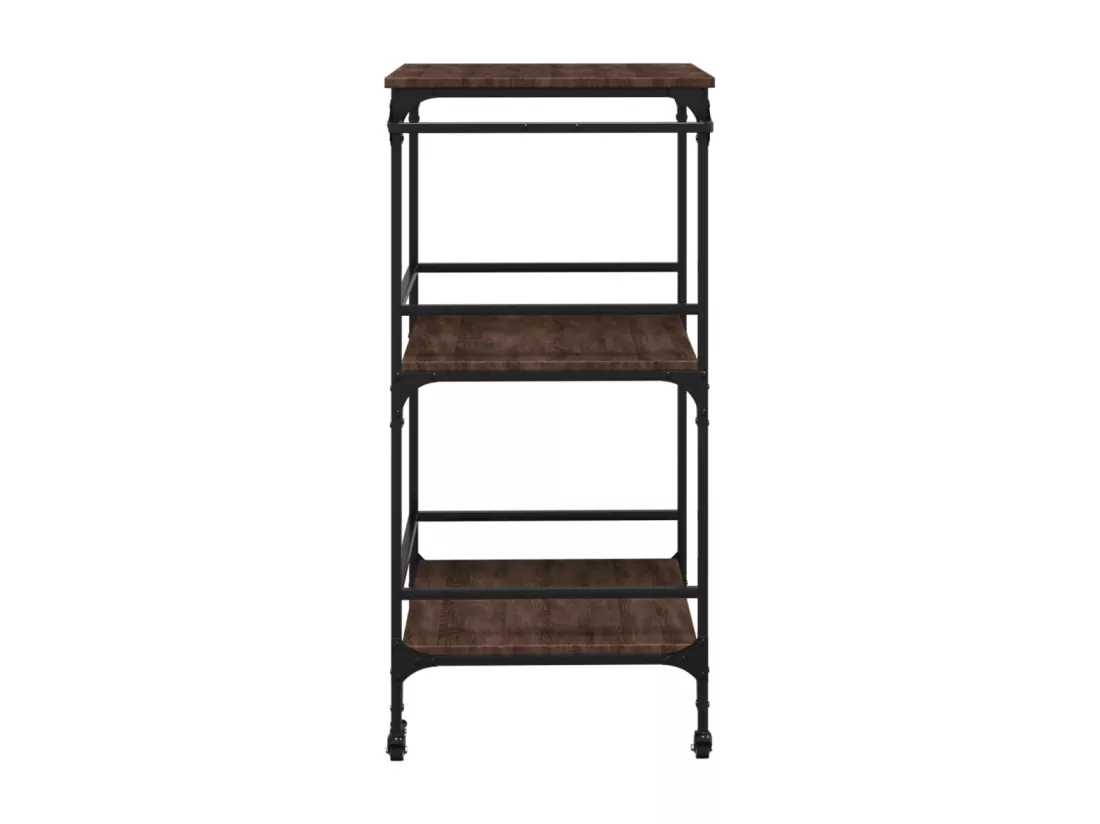 Chariot de cuisine chêne marron 60,5x50x105cm bois d'ingénierie