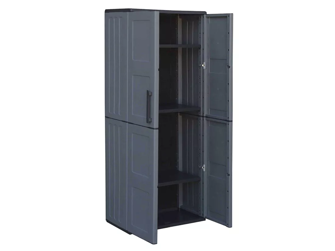 Armoire en matériau écologique et recyclable, avec charnières en acier et étagères réglables, 680 x 370 x 1630 mm