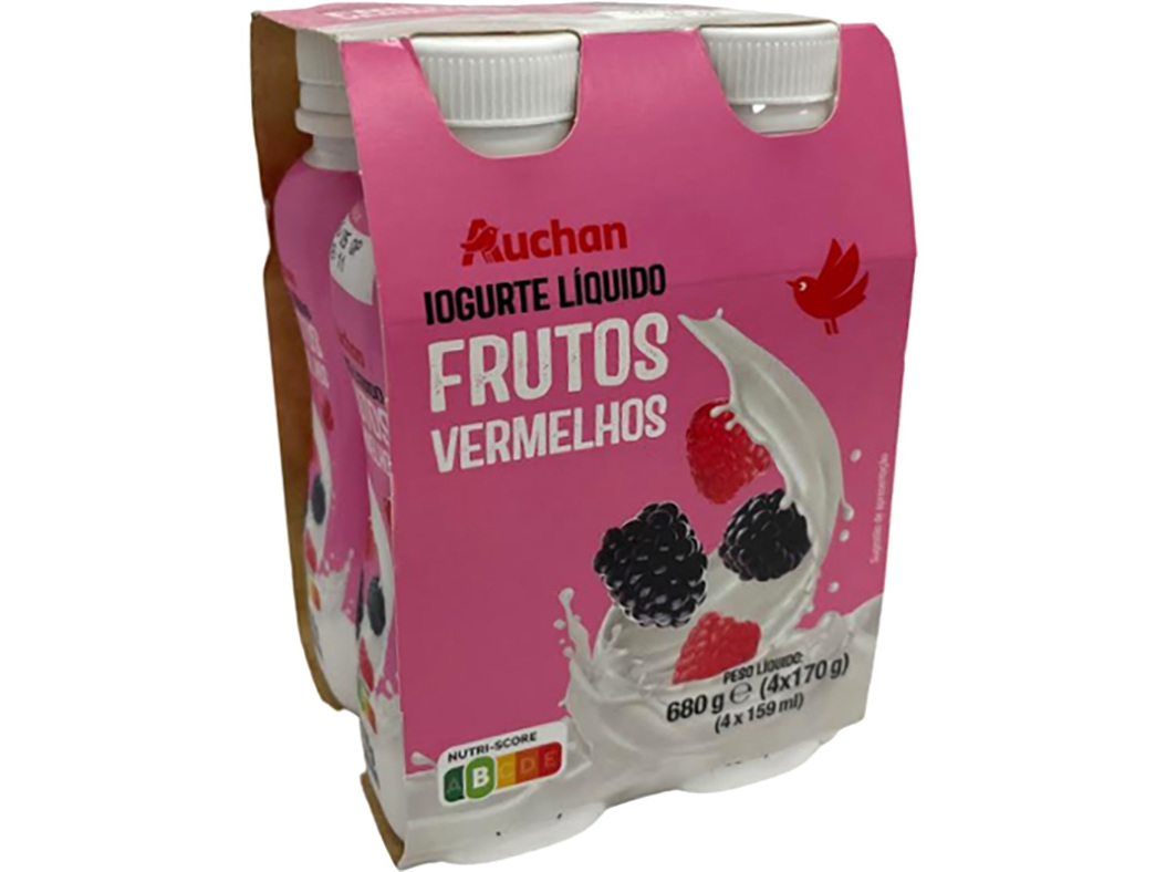 IOGURTE LIQUIDO AUCHAN FRUTOS VERMELHOS 4X170G