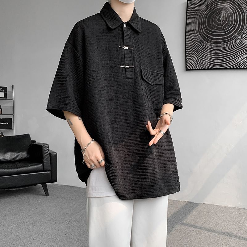 Freehop - Effen oversized T-shirt met elleboogmouwkraag