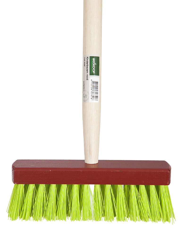 Welkoop Kinderbezem - Bezems - Kindertuingereedschap - 20 cm - Rood - 75 cm