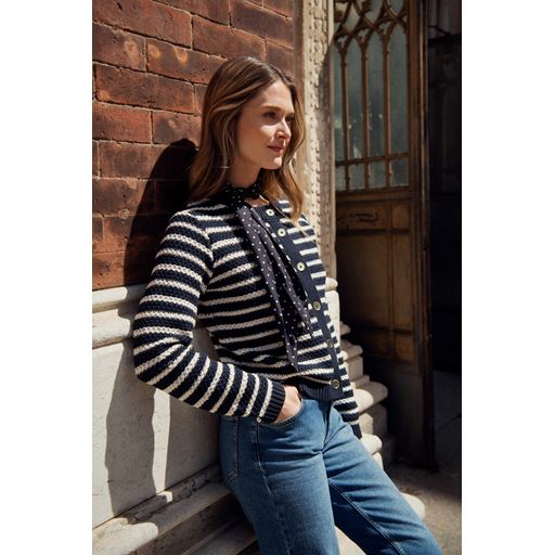 Part Two LeonidaPW Cardigan, Whitecap Gray Stripe, XL