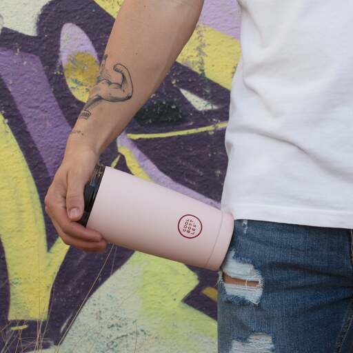 Caneca térmica Cool Bottles em aço inoxidável rosa pastel
