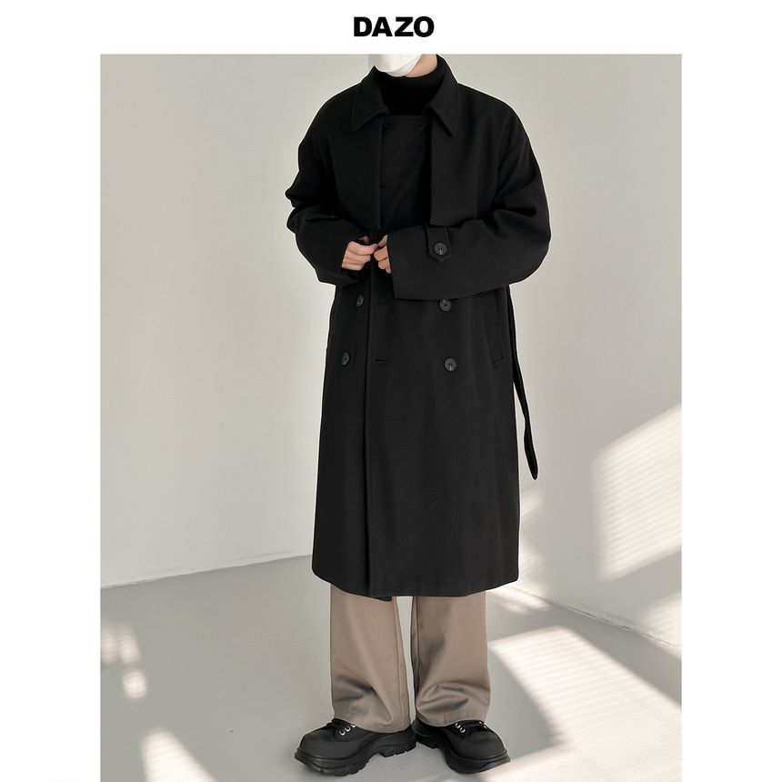 DAZO Studios - Lange jas met kraag en dubbele rij knopen