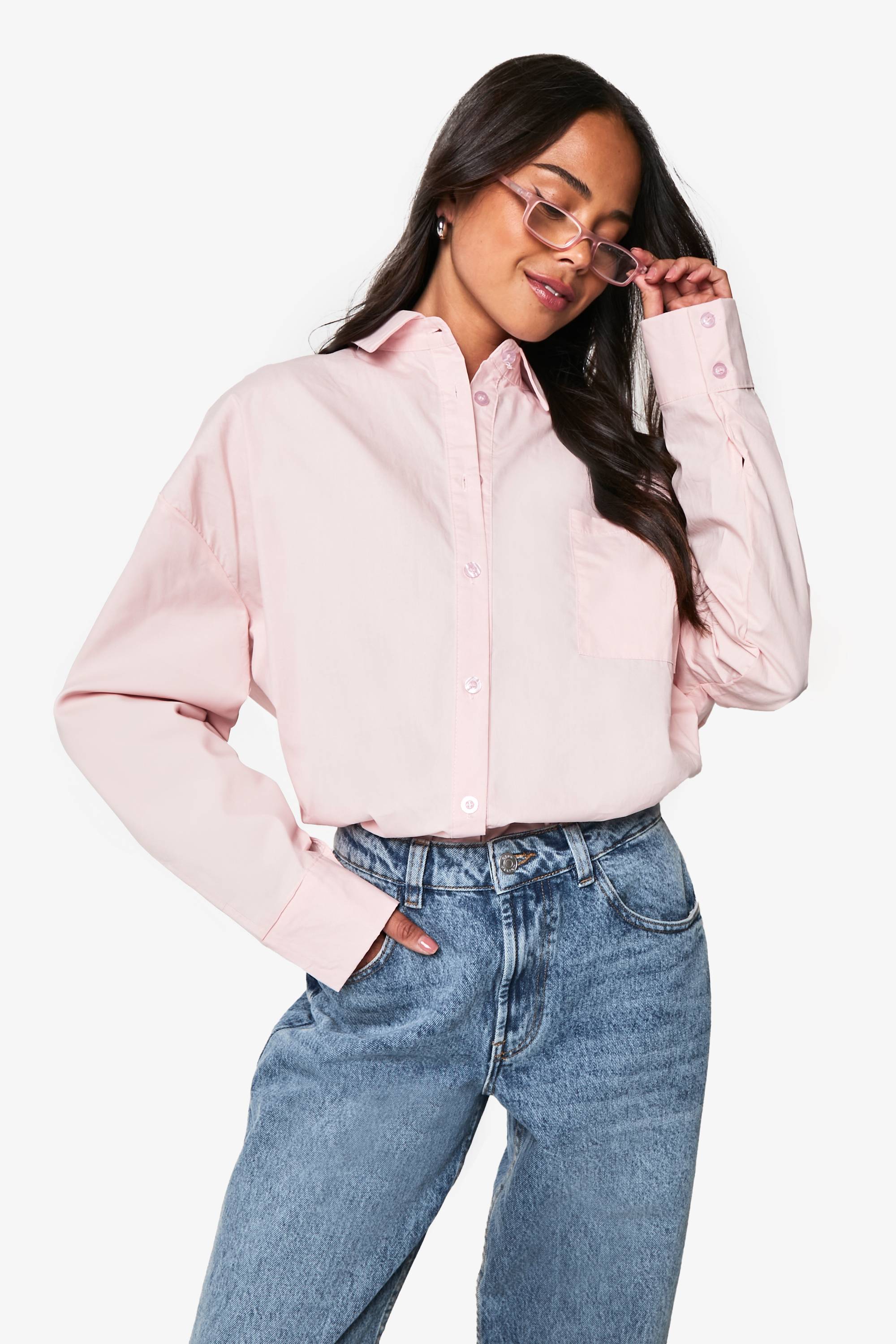 boohoo Chemise oversize en popeline de coton