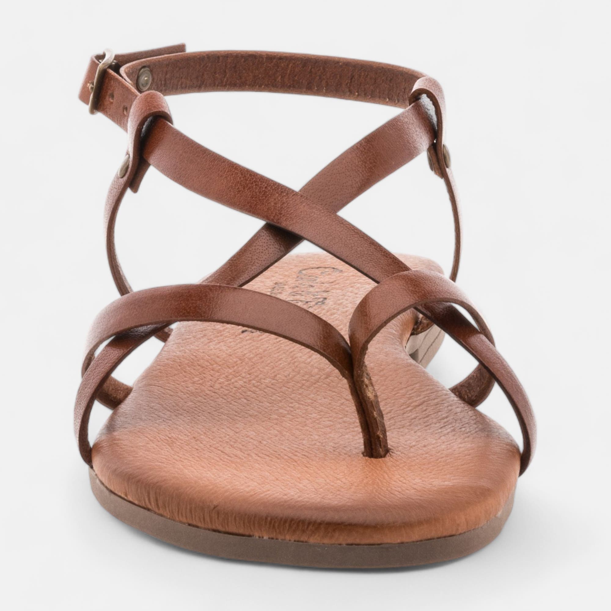 Nu-pieds Femme en cuir cognac