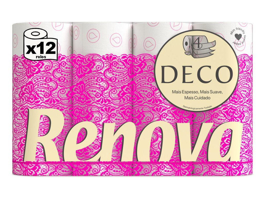 PAPEL RENOVA HIGIÉNICO 4 FOLHAS DECO 12 ROLOS