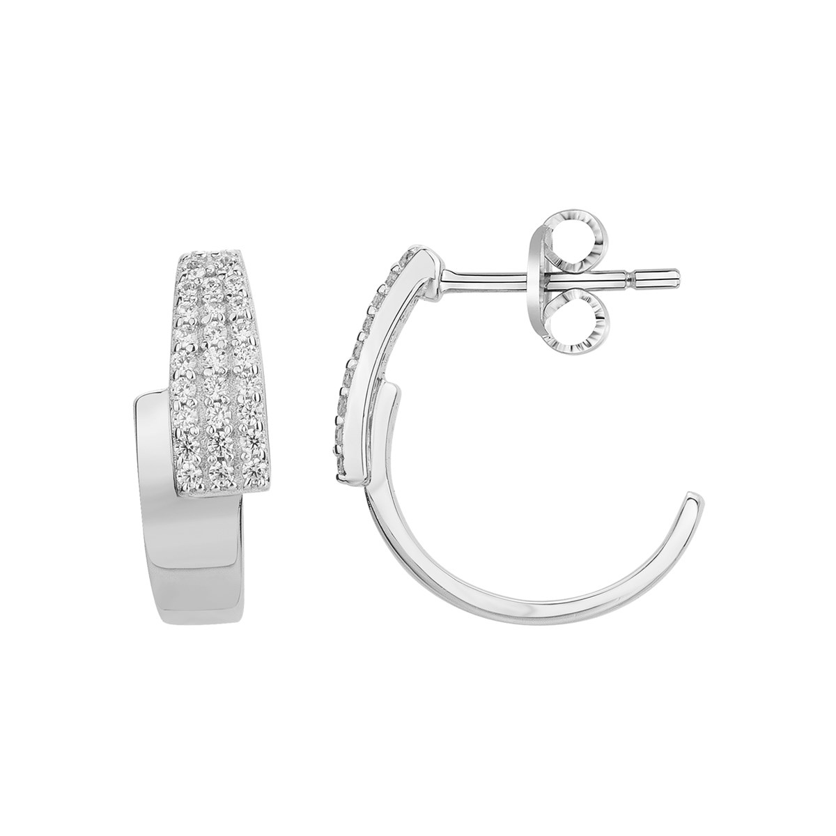 Demi-créoles en Argent avec oxyde de zirconium blanc