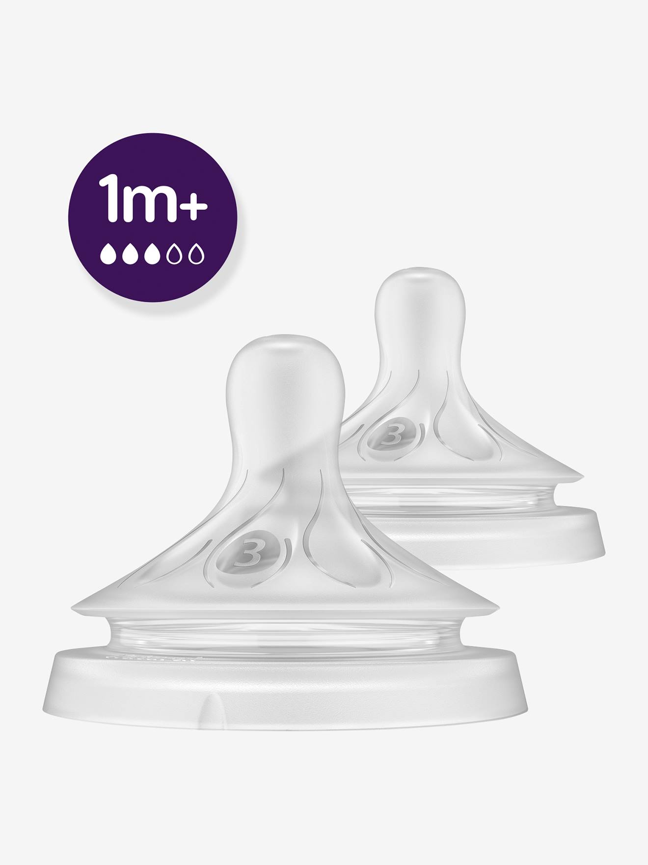 Bicos Philips AVENT Natural Response, pacote com 2 unidades, com 5 níveis de fluxo à escolha, transparentes.