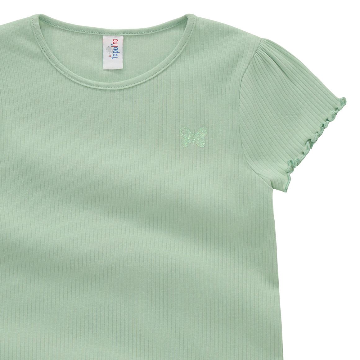 Topolino Mädchen T-Shirt mit Ripp-Struktur hellgrün