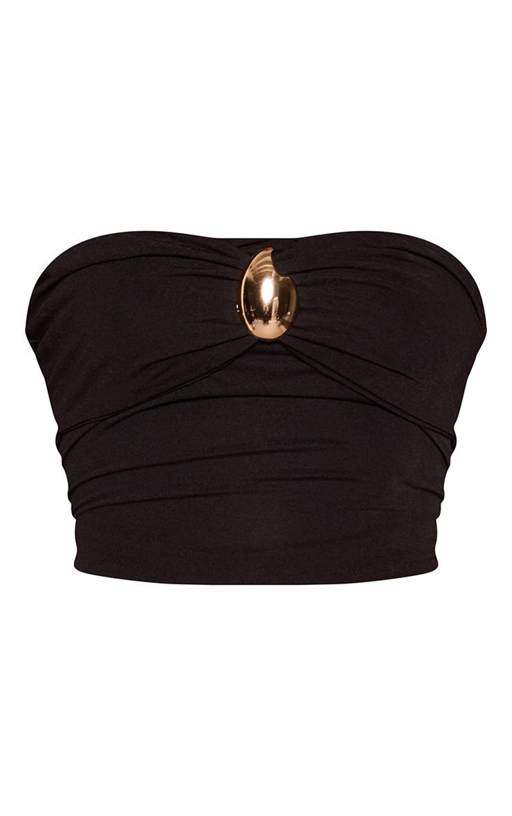 Noir Haut Bandeau Coordonné Avec Détail De Bordure Dorée