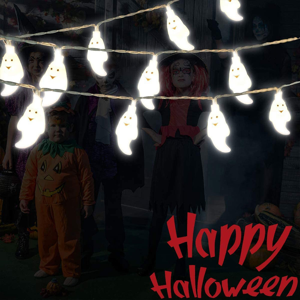 (3m) 30 LED's Halloween Party Deko Lichterkette Gespenst Geist Beleuchtung (Batteriebetrieben) - Warmweiss