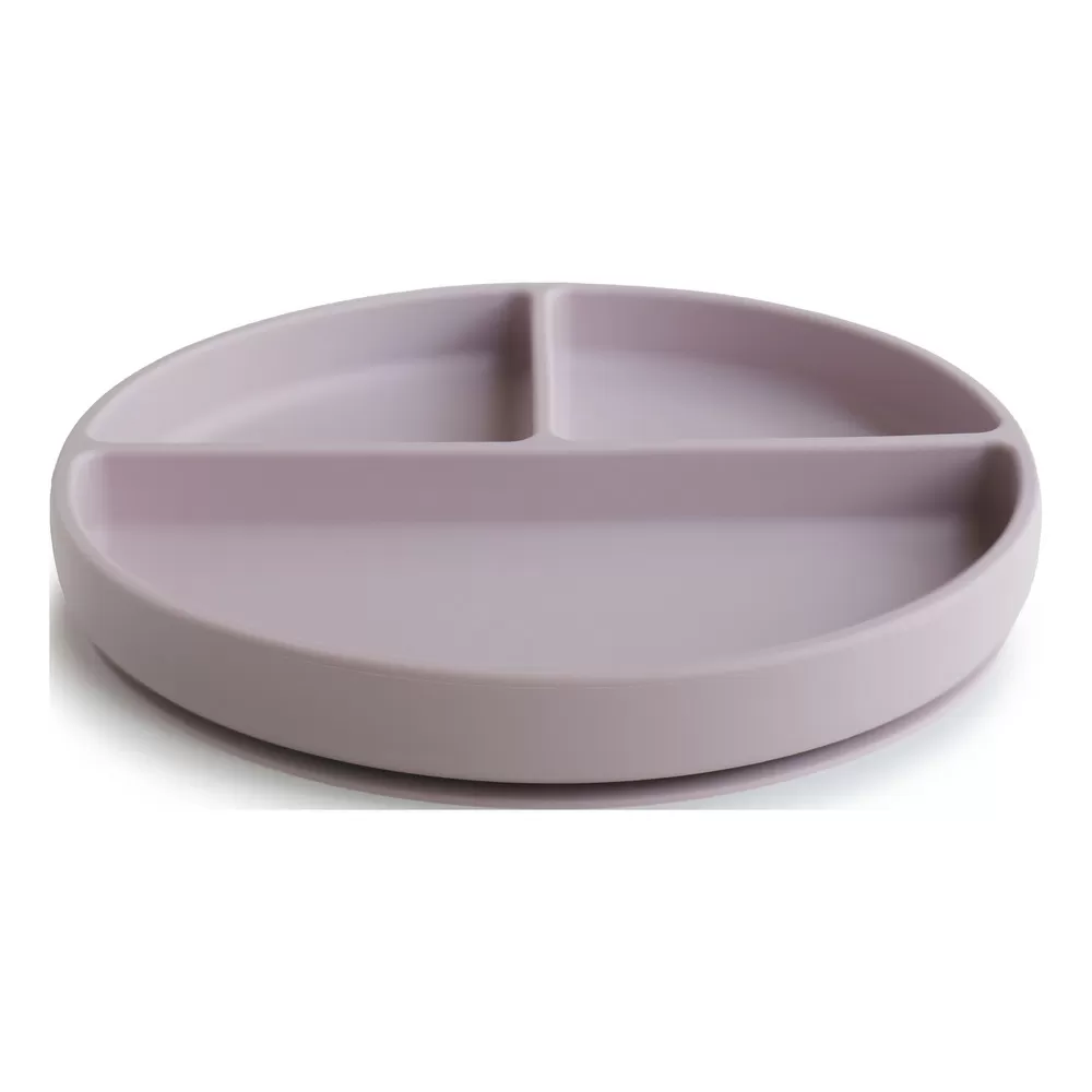 Mushie Silikone Tallerken Rumdelt Soft Lilac - 1 stk.