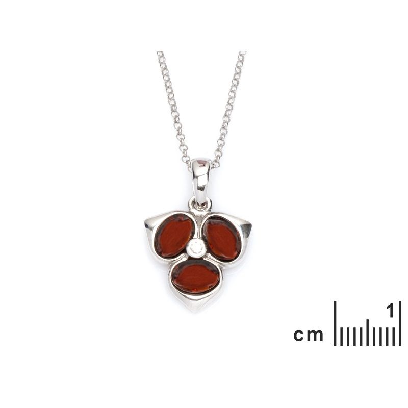 Collier argent ambre cerise