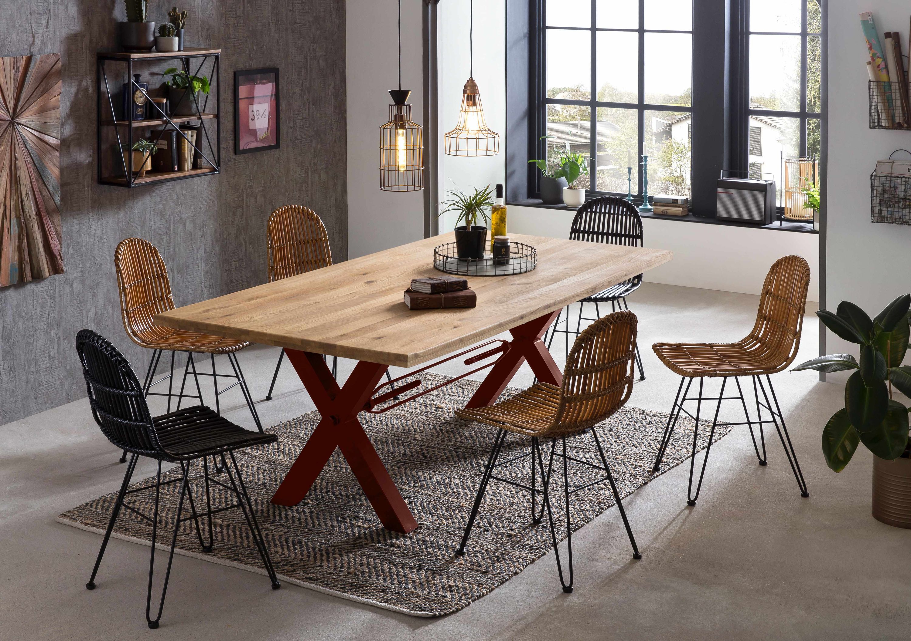 Tisch 180x100 Wildeiche Metall Esstisch Speisetisch Küchentisch Esszimmer Küche