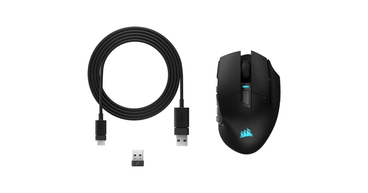 CorsairScimitar Elite Wireless MMO-gamingmuis  (Zwart, 100 - 26.000 dpi, USB 2.0 | 2,4 GHz | Bluetooth | RGB)