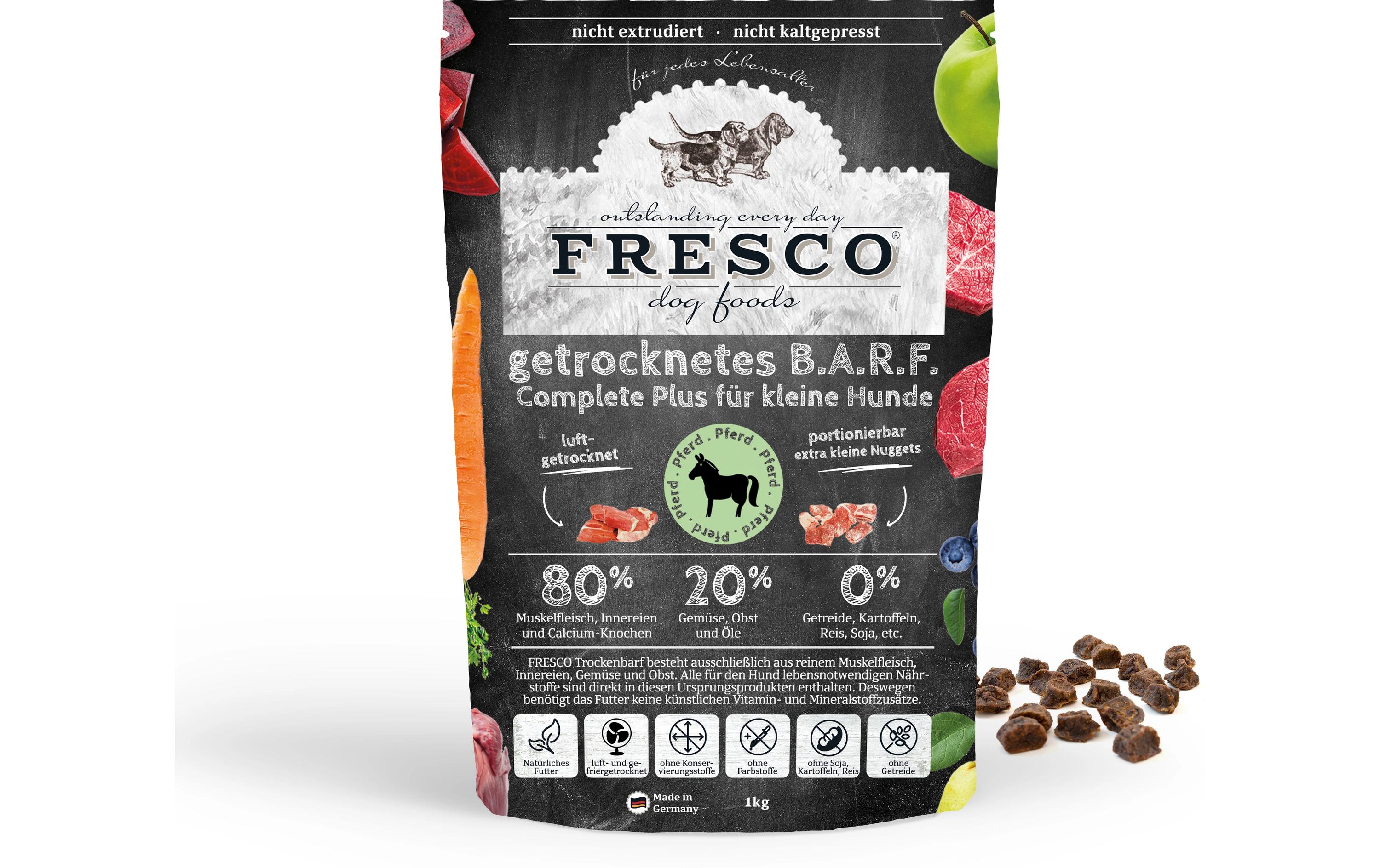 Trockenfutter Complete Plus Mini Pferd, 1 kgLuftgetrocknetes BARF Futter für kleine Hunde