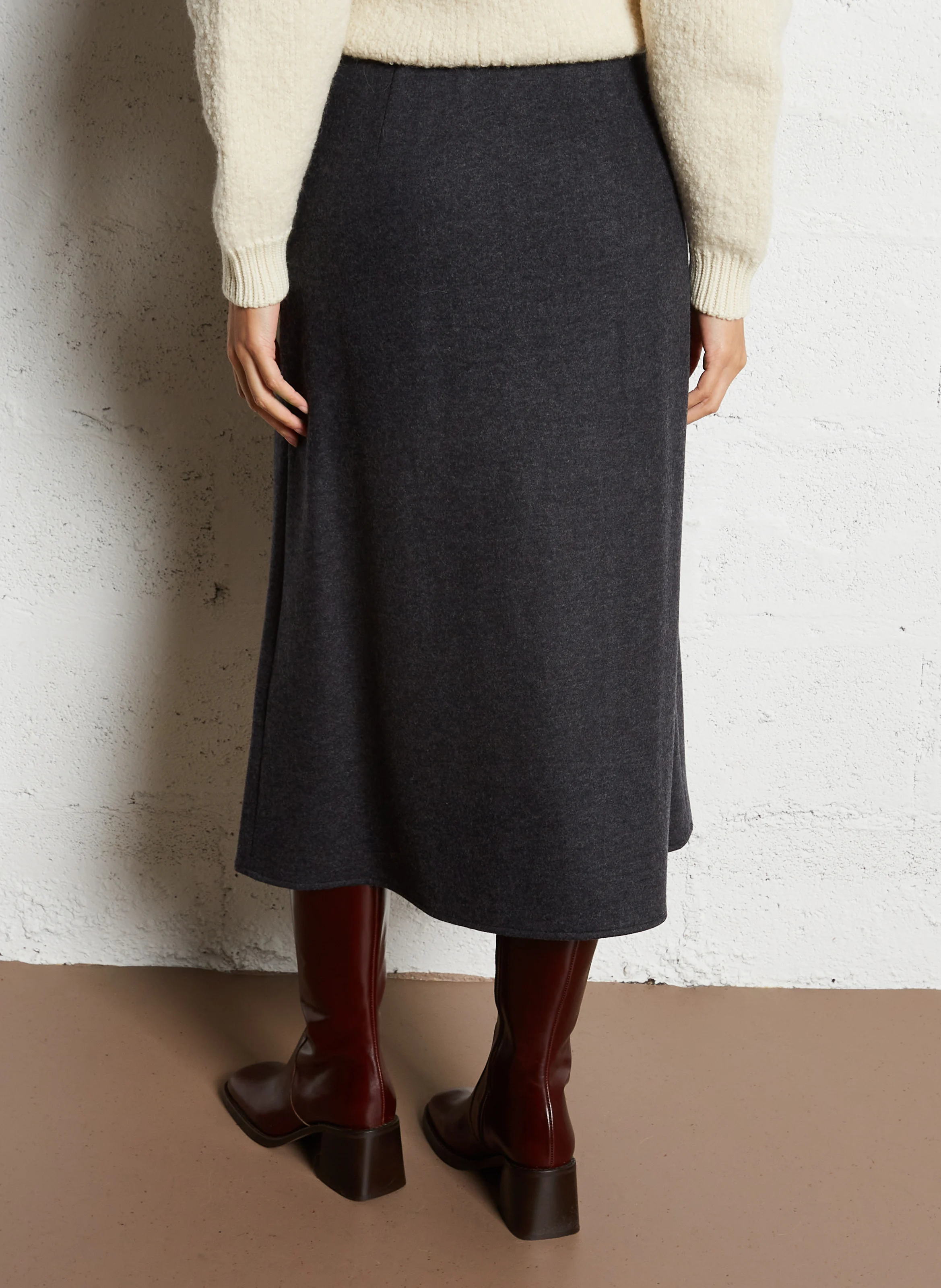 AYMY - Jupe midi en maille | Gris