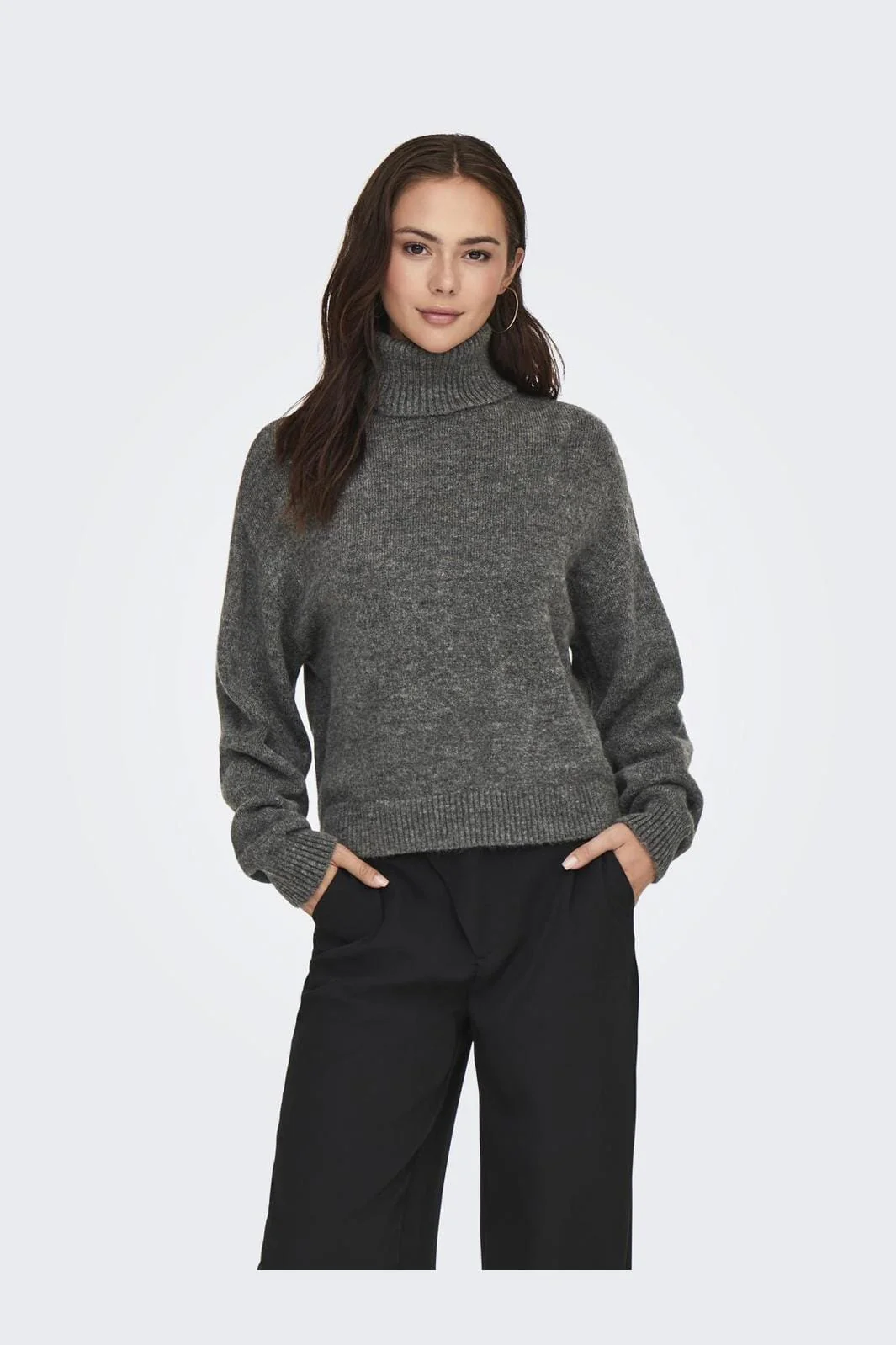 JDY JDYletty L/S Roll Neck Pullover Knt 4694817 dark grey melange