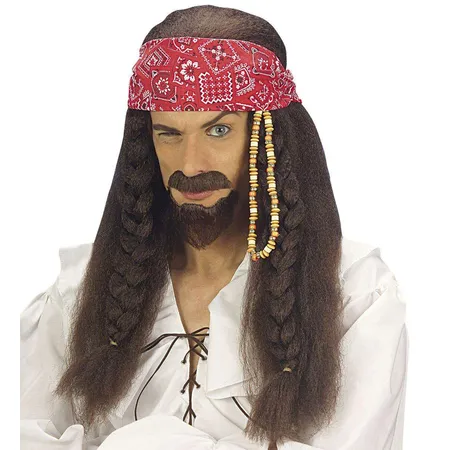 Widmann C6368 Piratenset 5-teilig, Perücke, Bandana, Perlen und 2 Bärten