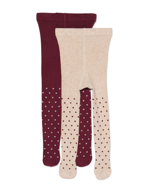 2 paires de collants épais bébé pois rose