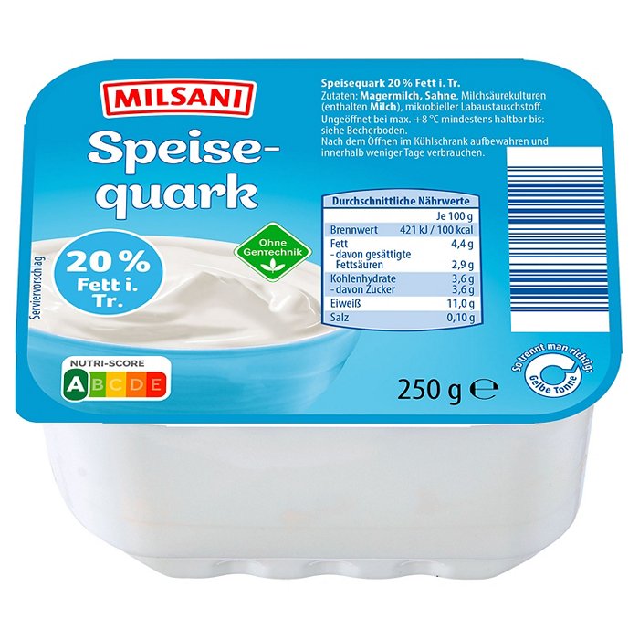 MILSANI Speisequark 20 % Fett 250 g, Standard