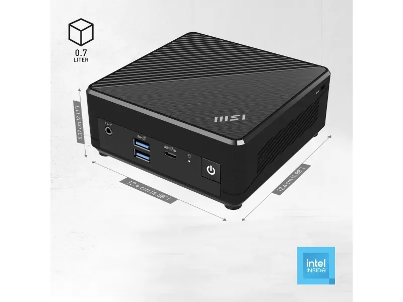 MSI Cubi N ADL 006DE - Mini PC Pentium N200 / op til 3.7 GHz - RAM 4 GB - SSD 128 GB - UHD Graphics - Gigabit Ethernet - Win 11 Pro - skærm: ingen - sort