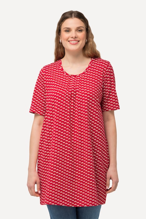 T-Shirt, gemustert, A-Linie, Rundhals, Halbarm