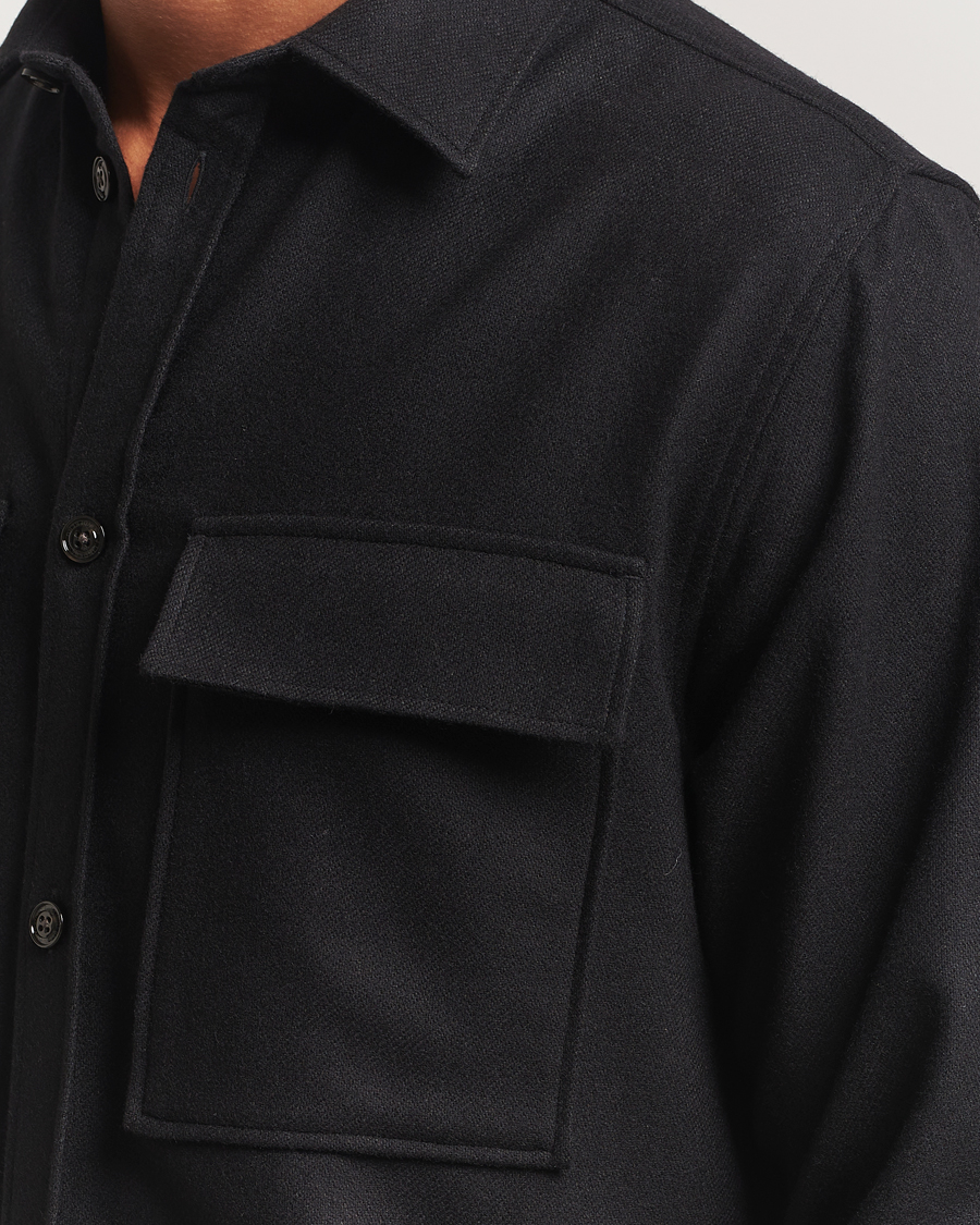 J.Lindeberg Flat Wool Overshirt Black