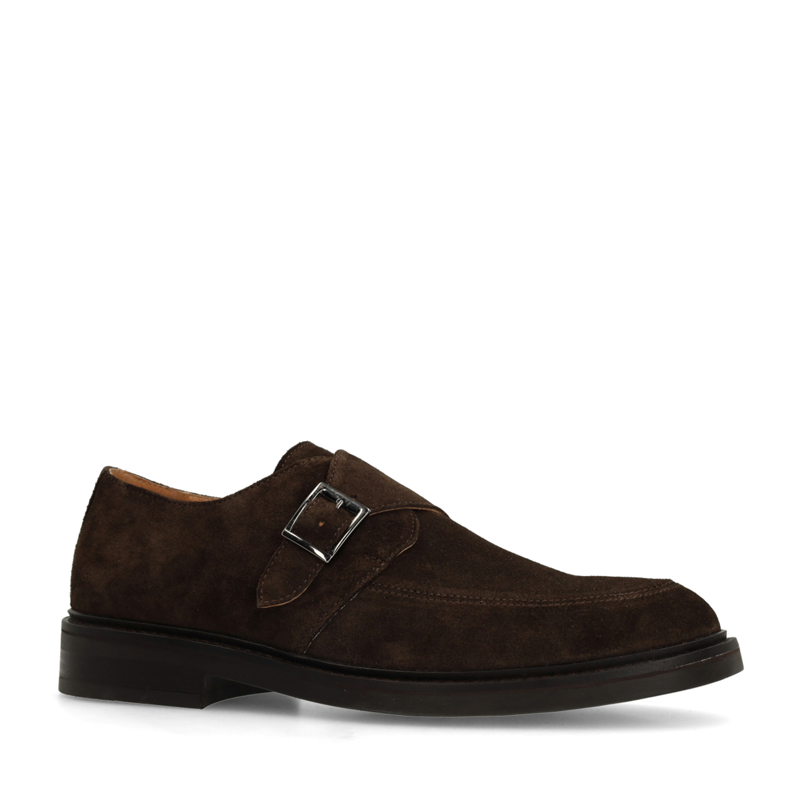 Donkerbruine suède gespschoenen