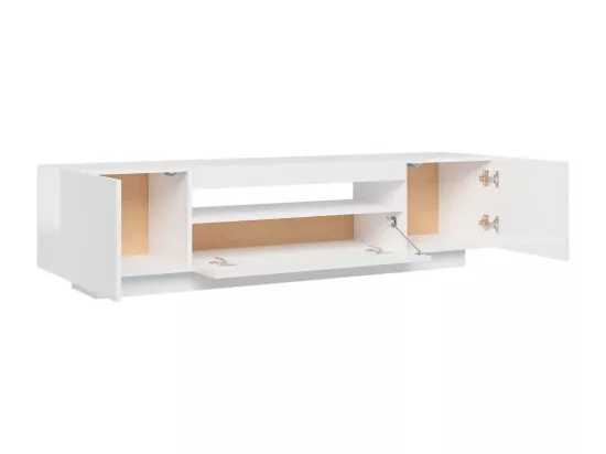 Meuble TV avec lumières LED blanc brillant 160x35x40 cm