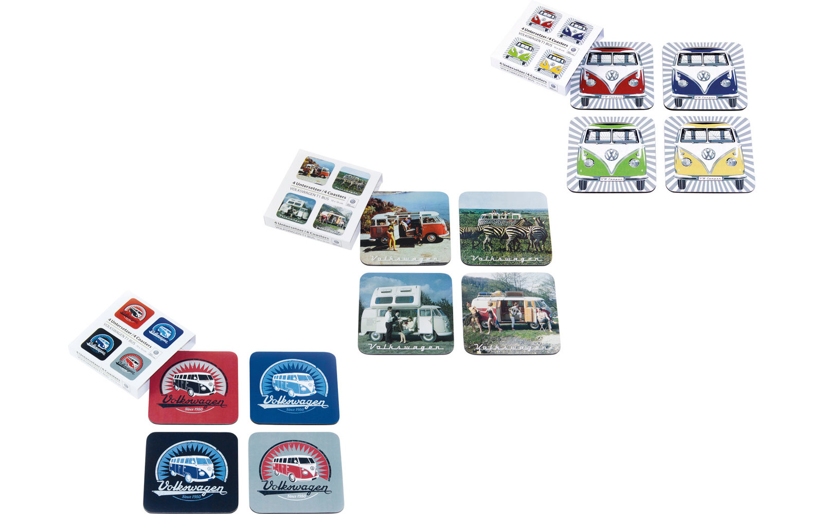 VW Collection T1 Bus Untersetzer 4er Set Bunt