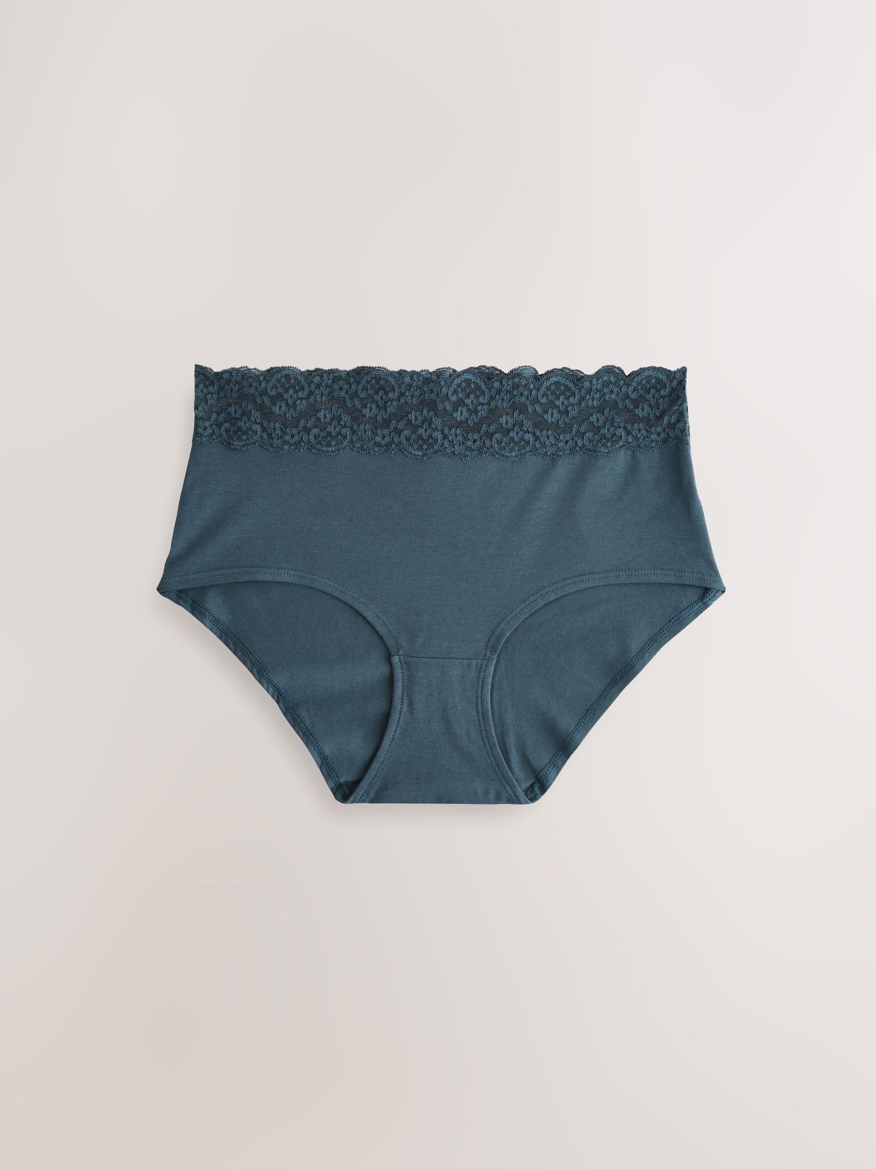 Blauw - 7 Katoenen slipjes met kant