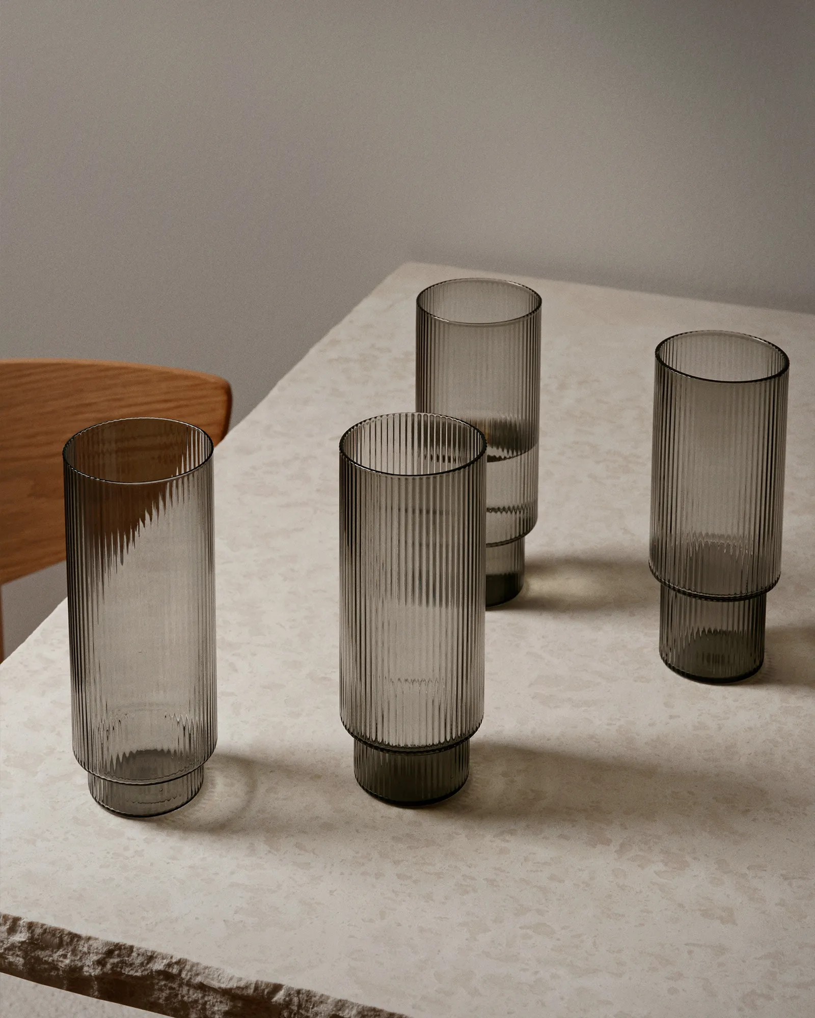 ferm LIVING Ripple Long Drink Glasses - Set of 4